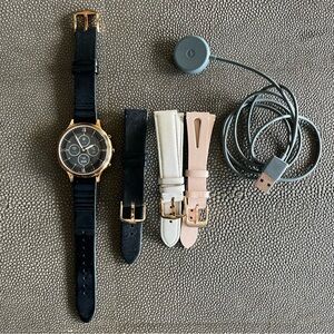 Fossil Charter HR Hybrid Rose Gold Smartwatch w/Charger & 3 Leather Straps